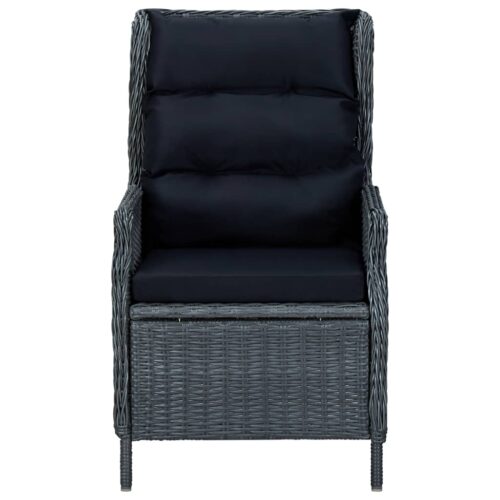 7-Piece Outdoor Dining Set with Cushions Poly Rattan Wicker Outdoor Patio Furniture Dark Grey - Image 5