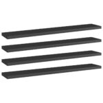 Bookshelf Boards 4pcs High Gloss Black 60x10x1.5cm Engineered Wood