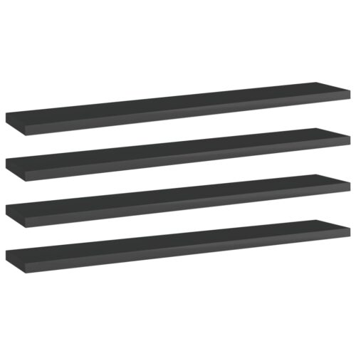 Bookshelf Boards 4pcs High Gloss Black 60x10x1.5cm Engineered Wood