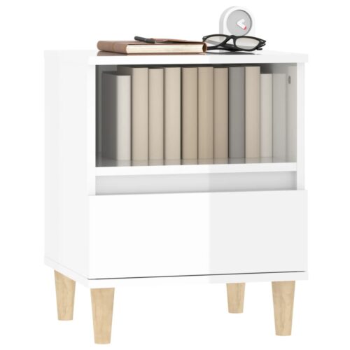Bedside Cabinet High Gloss White 40x35x50cm - Image 4