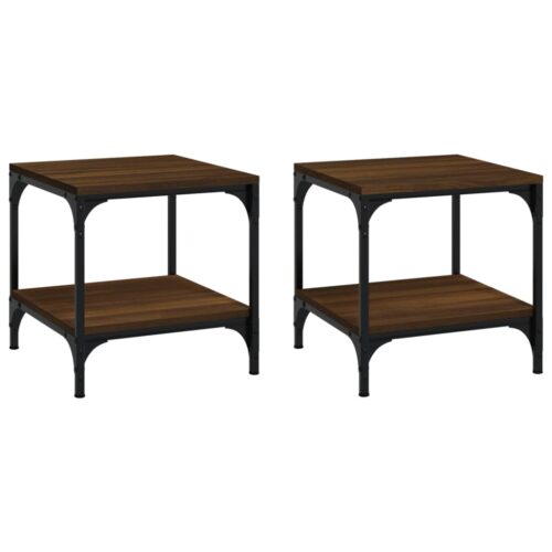 Side Tables 2pcs Brown Oak 40x40x40cm Engineered Wood