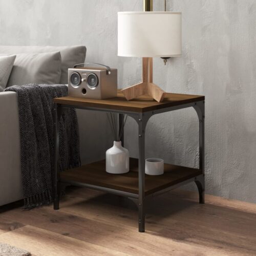 Side Tables 2pcs Brown Oak 40x40x40cm Engineered Wood - Image 4