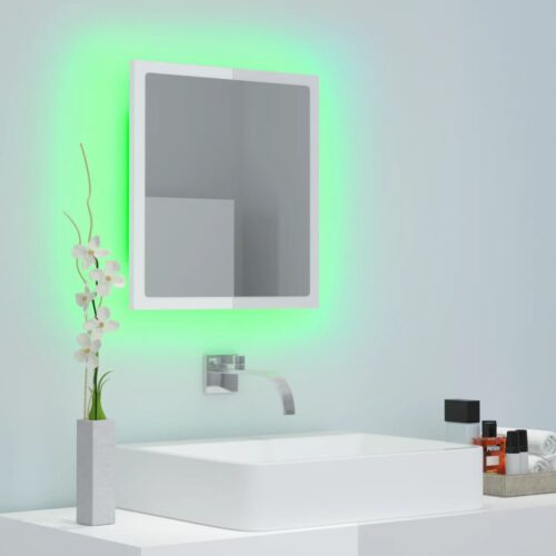 LED Bathroom Mirror High Gloss White 40x8.5x37cm Acrylic - Image 4