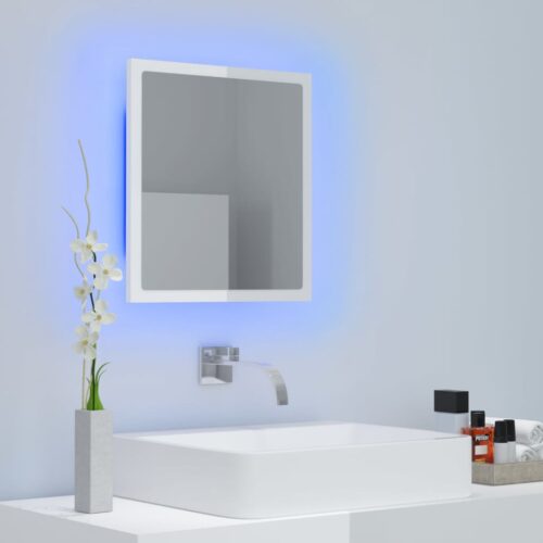 LED Bathroom Mirror High Gloss White 40x8.5x37cm Acrylic - Image 5