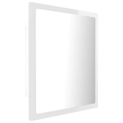 LED Bathroom Mirror High Gloss White 40x8.5x37cm Acrylic - Image 8