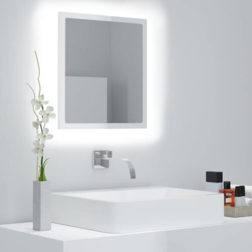 LED Bathroom Mirror High Gloss White 40x8.5x37cm Acrylic - Image 12