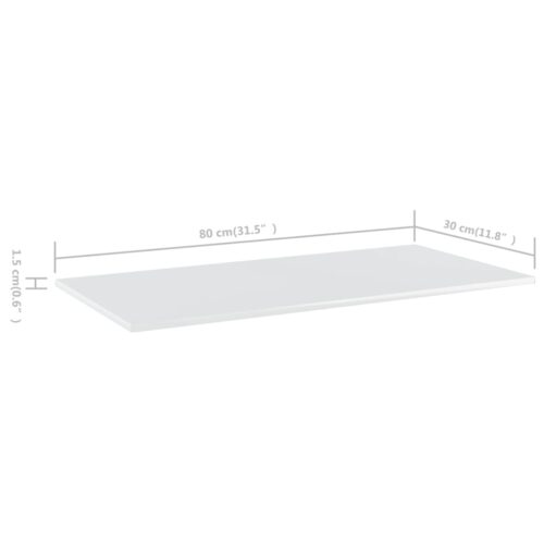 Bookshelf Boards 4pcs High Gloss White 80x30x1.5cm Engineered Wood - Image 5