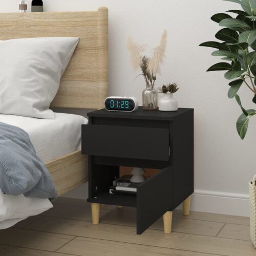 Bedside Cabinet Black 40x35x50cm - Image 3