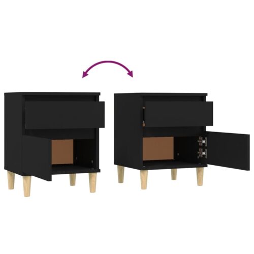 Bedside Cabinet Black 40x35x50cm - Image 8