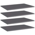 Bookshelf Boards 4pcs High Gloss Grey 60x40x1.5cm Engineered Wood