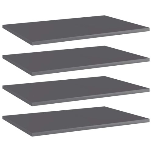 Bookshelf Boards 4pcs High Gloss Grey 60x40x1.5cm Engineered Wood