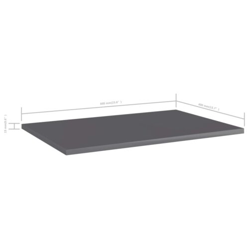 Bookshelf Boards 4pcs High Gloss Grey 60x40x1.5cm Engineered Wood - Image 5