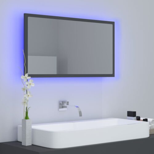 LED Bathroom Mirror Grey 80x8.5x37cm Acrylic - Image 3