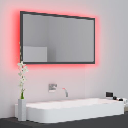 LED Bathroom Mirror Grey 80x8.5x37cm Acrylic - Image 5