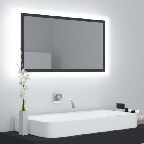 LED Bathroom Mirror Grey 80x8.5x37cm Acrylic - Image 12