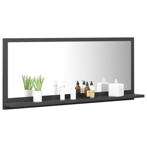 Bathroom Mirror Grey 90x10.5x37cm Engineered Wood