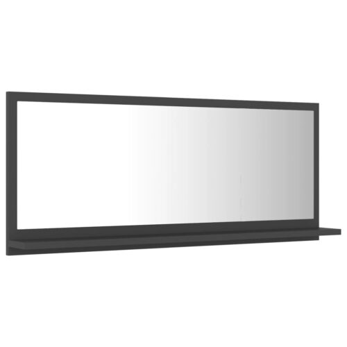 Bathroom Mirror Grey 90x10.5x37cm Engineered Wood - Image 4