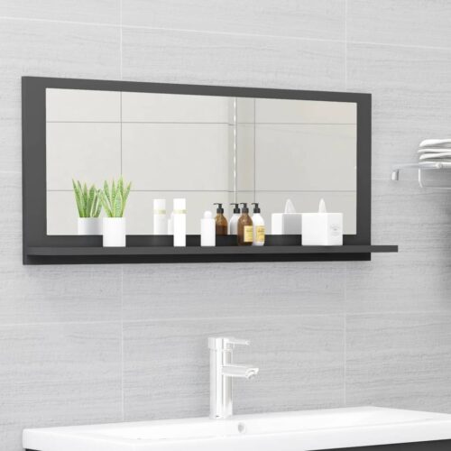 Bathroom Mirror Grey 90x10.5x37cm Engineered Wood - Image 8