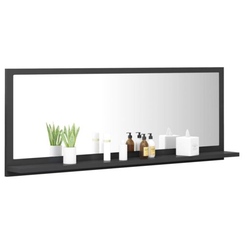 Bathroom Mirror Grey 100x10.5x37cm Engineered Wood