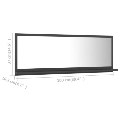 Bathroom Mirror Grey 100x10.5x37cm Engineered Wood - Image 7