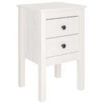 Bedside Cabinet White 40x35x61.5cm Solid Wood Pine