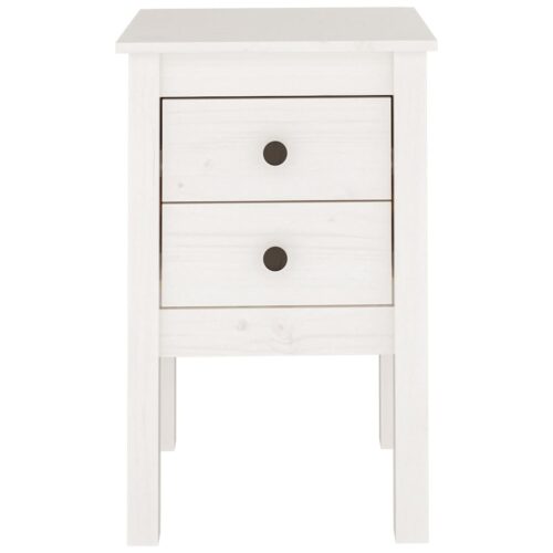 Bedside Cabinet White 40x35x61.5cm Solid Wood Pine - Image 5