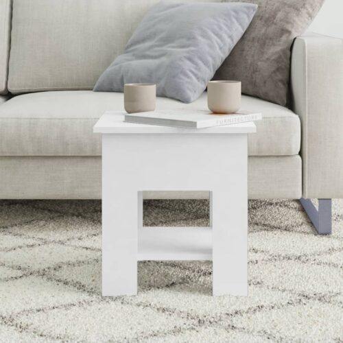 Coffee Table White 40x40x42cm Engineered Wood - Image 3