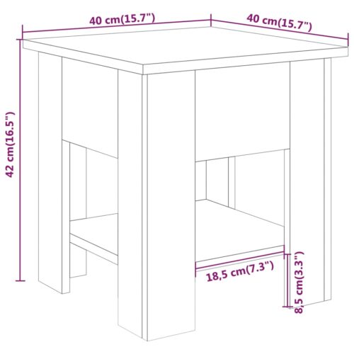 Coffee Table White 40x40x42cm Engineered Wood - Image 6