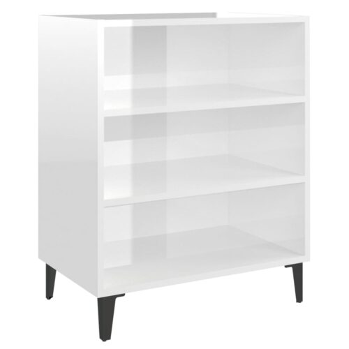 Sideboard High Gloss White 57x35x70cm Engineered Wood - Image 2
