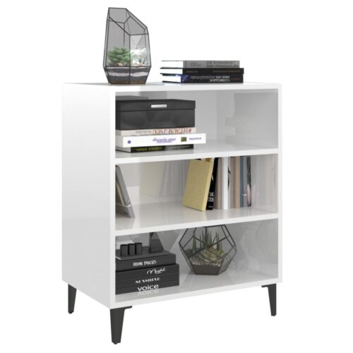 Sideboard High Gloss White 57x35x70cm Engineered Wood - Image 3