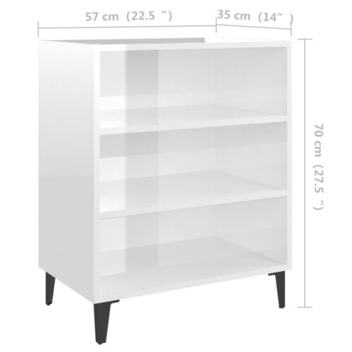 Sideboard High Gloss White 57x35x70cm Engineered Wood - Image 6