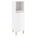 High Gloss Wooden Bathroom Cabinet Vanity Storage Rack Shelf Cupboard White