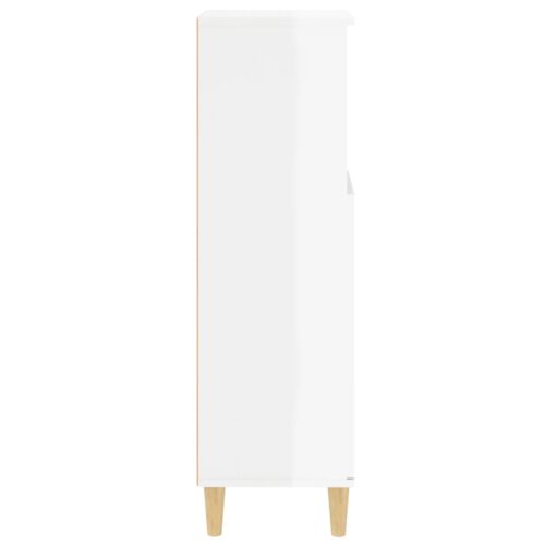 High Gloss Wooden Bathroom Cabinet Vanity Storage Rack Shelf Cupboard White - Image 7