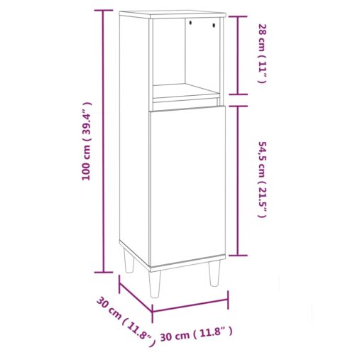 High Gloss Wooden Bathroom Cabinet Vanity Storage Rack Shelf Cupboard White - Image 10