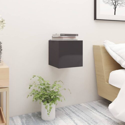 Bedside Cabinet High Gloss Grey 30.5x30x30cm Engineered Wood - Image 10