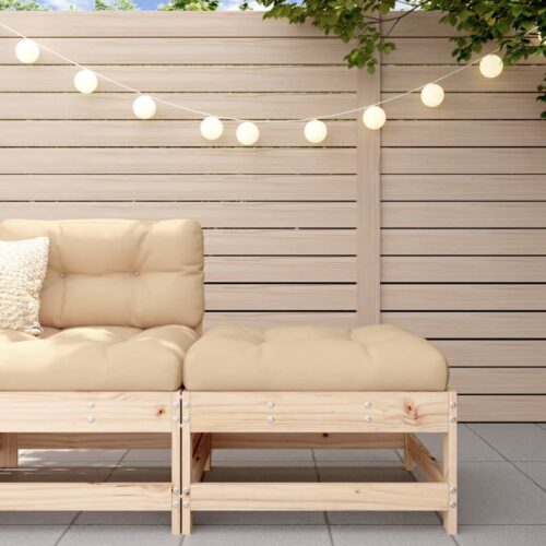 Pine Wood Outdoor Footstool Garden Patio Bench Ottoman Stool Chair Seat