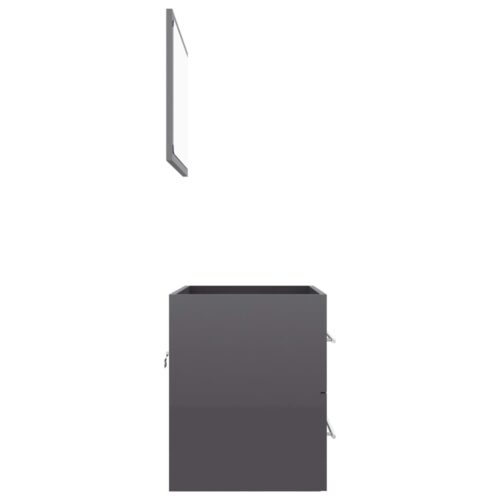 2-Piece Bathroom Furniture Set High Gloss Grey Engineered Wood - Image 7