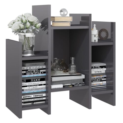 Side Cabinet High Gloss Grey 60x26x60cm Engineered Wood - Image 5