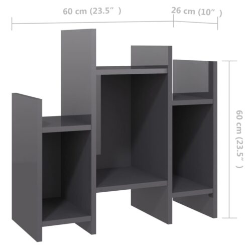 Side Cabinet High Gloss Grey 60x26x60cm Engineered Wood - Image 8