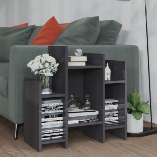Side Cabinet High Gloss Grey 60x26x60cm Engineered Wood - Image 2