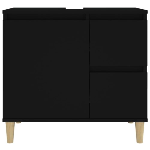Wooden Bathroom Cabinet Storage Unit Wash Sink Drawers Shelf Black 65x33x60cm - Image 7