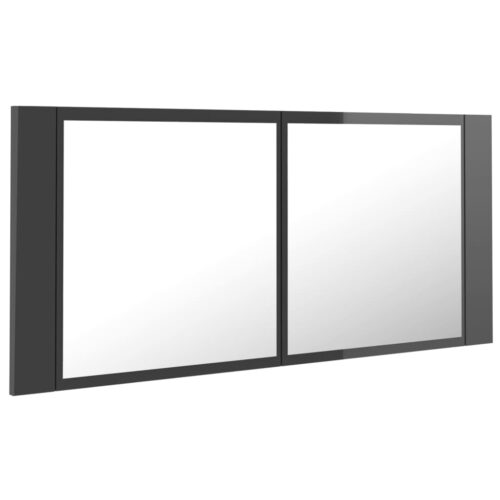 LED Bathroom Mirror Cabinet High Gloss Grey 100x12x45cm Acrylic - Image 3
