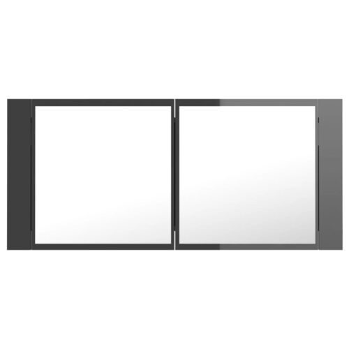 LED Bathroom Mirror Cabinet High Gloss Grey 100x12x45cm Acrylic - Image 4