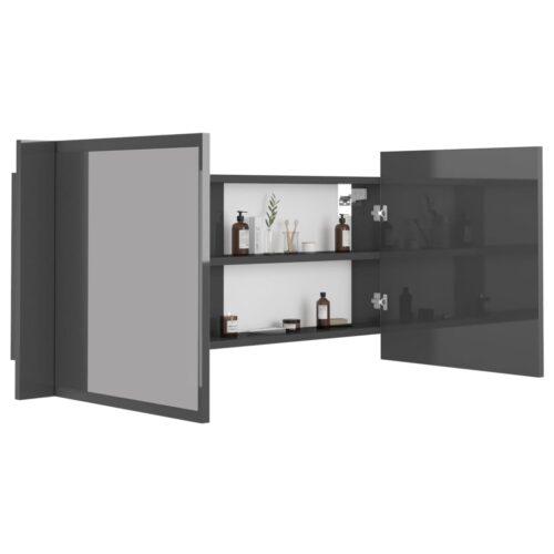 LED Bathroom Mirror Cabinet High Gloss Grey 100x12x45cm Acrylic - Image 6