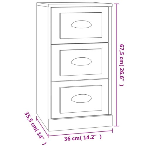Sideboard White 36x35.5x67.5cm Engineered Wood - Image 9