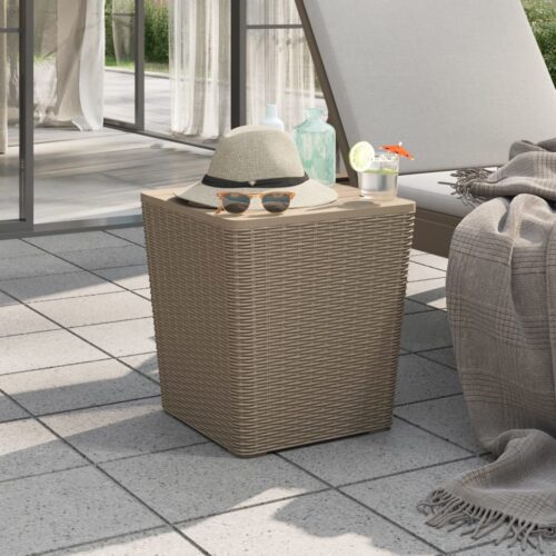 Garden Table with RemovableLid Brown Polypropylene