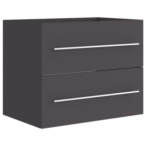 2-Piece Bathroom Furniture Set Grey Engineered Wood - Image 9