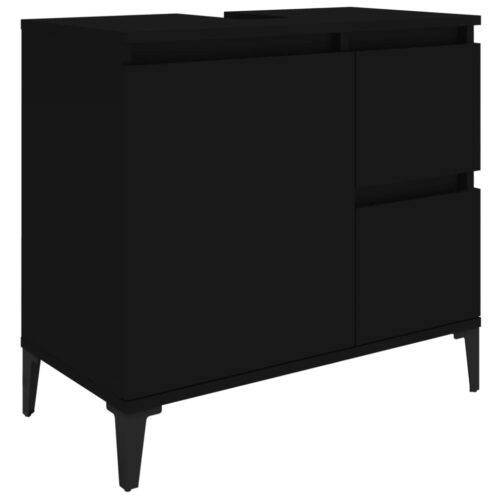 Wooden Bathroom Cabinet Storage Unit Wash Sink Drawers Shelf Freestanding Black