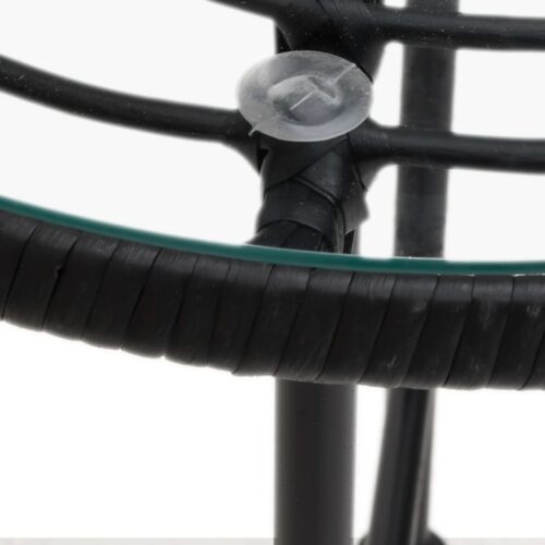 Glass Steel Round Table Indoor Outdoor Patio Garden Kitchen Coffee Stand Black 55cm - Image 5