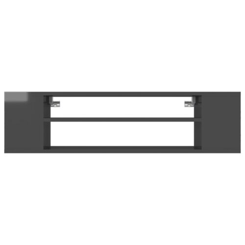 High Gloss Wall Mounted Storage Shelf Bookshelf Unit TV Stand Cabinet Rack Grey - Image 4
